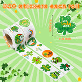 Haooryx 1000pcs St.Patrick’s Day Religious Sticker Rolls, 16 Designs St.Patrick’s Day Jesus Love Me God Blessed Green Sticker Decal Irish Shamrock Green Hat Cross Sticker St.Patrick’s Day Party Supply