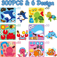 Haooryx 300pcs Ocean Animal Make A Face Stickers Roll Make Your Own Sea Animal Sticker Mix and Match Cute DIY Sticker Art for Kids Under The Sea Marine Life Birthday Party Favors Scrapbook Gift Decor