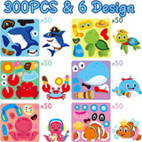 Haooryx 300pcs Ocean Animal Make A Face Stickers Roll Make Your Own Sea Animal Sticker Mix and Match Cute DIY Sticker Art for Kids Under The Sea Marine Life Birthday Party Favors Scrapbook Gift Decor