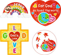 Haooryx 18pcs Valentine’s Day Theme Jesus Loves You Puzzle Colorful Cross Rainbow Heart Shaped Religious Paper Puzzle for Kids Valentine’s Gift Exchange Sunday School Educational Jigsaw Puzzle Supply