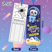 Haooryx 63Pcs Space Theme Bookmarks, Colorful Planet Rocket Spaceship DIY Book Marks for Kids Space Theme Birthday Party Favors Teachers Students Class Gift Reading Club Reward Reading Record Bookmark