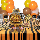 Haooryx Leopard Print Party Decorations Cupcake Stand, 3 Tier Leopard Print Theme Cupcake Tower Cardboard Donuts Candy Dessert Holders for Leopard Print Theme Jungle Animal Birthday Party Cake Supply