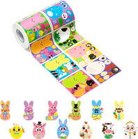 Haooryx 600pcs Make A Easter Buuny Scene Sticker Rolls Make Your Own Cute Easter Eggs Chicks Buuny Peeps DIY Sticker Decals Cartoon Mix and Match Easter Theme Animals Sticker for Easter Party Decor