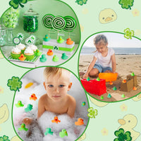 Haooryx 60Pcs St.Patrick's Day Mini Rubber Ducks Tiny Squeak Ducks Float Bathtub Ducky for St. Patrick's Day Irish Themed Party Favors Gifts Game Reward Baby Shower Birthday Pool Party Decoration