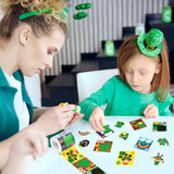 Haooryx 300pcs Make a St.Patrock’s Day DIY Scene Sticker Roll, Make Your Own Shamrock Leprechaun Green Hat Sticker Decals Mix and Match St.Partrock’s Day Sticker for Kids Party Favor Supplies