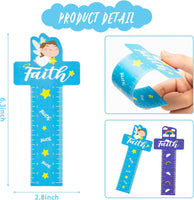 Haooryx 50Pcs Bookmark Rulers, 10 Styles Jesus Cross Measuring Ruler Bookmark for He is Risen Birthday Party Gift Favor Classroom Student Reward Kids Spring Holiday Present Basket Fillers