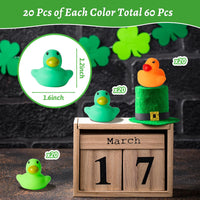 Haooryx 60Pcs St.Patrick's Day Mini Rubber Ducks Tiny Squeak Ducks Float Bathtub Ducky for St. Patrick's Day Irish Themed Party Favors Gifts Game Reward Baby Shower Birthday Pool Party Decoration