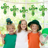 Haooryx 28 Pack St.Patrick's Day Blessings Cross Craft Kit Make Your Own Blessings Thankful Cross Hanging Ornaments Shamrocks DIY Craft Church Christian Sunday School St. Patrick's Day Party Supply
