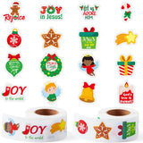 Haooryx 1000pcs Religious Christmas Sticker Rolls, 16 Designs Cartoon Christmas Theme Gingerbread Candy Canes Sticker Decals Cute Educational Christian Sticker for Kids Sunday School VBS Supplies