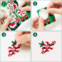 Haooryx 300pcs Make A Christmas Candy Face Scene Sticker Roll, Make Your Own Christmas Candy Canes Happy Face Sticker Decals Cute Mix and Match DIY Art Craft for Xmas Party Supply Gift Wrap Decor