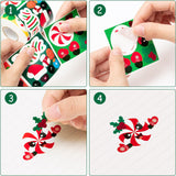 Haooryx 300pcs Make A Christmas Candy Face Scene Sticker Roll, Make Your Own Christmas Candy Canes Happy Face Sticker Decals Cute Mix and Match DIY Art Craft for Xmas Party Supply Gift Wrap Decor