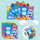 Haooryx 300pcs Summer Owl Make A Face Scene Sticker Roll Make Your Own Owl Decorative Sticker Mixed and Match Self-Adhesive DIY Summer Theme Sticker for Scrapbooking Water Bottle Laptop Decals