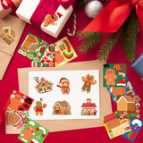 Haooryx 600pcs Christmas Make A Gingerbread Man and House Scene Sticker Rolls, Make Your Own Christmas Gingerbread House & Gingerbread Man Sticker Decals DIY Art Craft for Xmas Party Supply