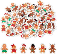 Haooryx 60Pcs Christmas Mini Gingerbread Men Erasers Bulk Novelty Gingerbread Men Pencil Eraser 3D Desk Puzzle Erasers for Classroom Student Reward Xmas New Year Party Favor Gift Filler Supplies