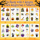 Haooryx 24 Sheets Halloween Theme Temporary Tattos, Cartoon Christian Religious Bilbe Fake Tattoos for Kids, Halloween Pumpkin Ghost Bat Waterproof Body Sticker Temporary Tattoos for Boys Girls