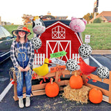 Haooryx 14Pcs Farm Theme Trunk Or Treat Decoration Banner Balloon for Cars, Red Farmhouse Car Trunk Banner Car Archway Garage Banner Animal Balloon Exterior Halloween indoor Outdoor Home Party Supply