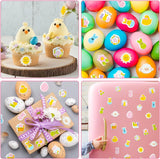 Haooryx 300pcs Cartoon Easter Foam Sticker, Candy Color Easter Theme Buuny Peeps Chicks Egg Shaped Self-Adhesive EVA Foam Sticker Cute Puffy Sticker for Happy Easter Spring Theme Party Supplies