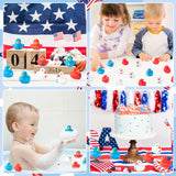 Haooryx 60pcs Patriotic Mini Rubber Duckies Toys The 4th of July Tiny Squeeze Ducks Float Bathtub Ducky for Independence Day National Day Decoration Blue White Red Cute Duck for Kids Shower Supply