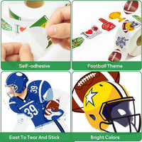 Haooryx 800pcs Football Sticker Roll(One Roll), Cartoon Football Sticker Decal for Sport Football Lover Self-Adhesive Football for Water Bottle Laptop Football Match Decor Sports Party Supply