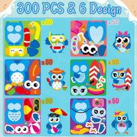 Haooryx 300pcs Summer Owl Make A Face Scene Sticker Roll Make Your Own Owl Decorative Sticker Mixed and Match Self-Adhesive DIY Summer Theme Sticker for Scrapbooking Water Bottle Laptop Decals
