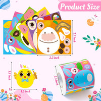 Haooryx 300pcs Make Your Own Easter Egg Scene Sticker Roll Make A Easter Cartoon Animals Face DIY Sticker Decals Mix and Match Cute Easter Theme Egg-Shaped Sticker for Spring Easter Party Supply