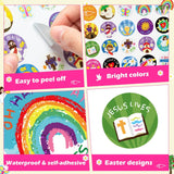 Haooryx 600pcs Easter Theme Christian Religious Sticker Sheets Drawing Style Cartoon Religious Jesus Sticker for Kids Cute He is Risen He Lives Easter Self-Adhesive Sticker Sunday School VBS Supplies