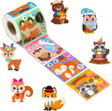 Haooryx 300pcs Woodland Animal Make A Face Stickers Roll Cartoon Make Your Own Jungle Safari Animals Sticker Decals for Kids Forest Friends Theme Birthday Party Favors Goodie Bags Filler