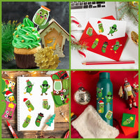 Haooryx 300pcs Christmas Theme Make A Pickle Face Scene Sticker Roll, Make Your Own Pickle Gherkin Sticker Decals Mix and Match DIY Cartoon Cucumber Art Craft for Kids Xmas Party Favor Supplies