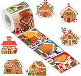 Haooryx 300pcs Christmas Make a Gingerbread House Scene Sticker Roll Make Your Own Christmas Gingerbread House Sticker Decals DIY Art Craft for Xmas Holiday Party Supply Water Bottle Envelopes Decor