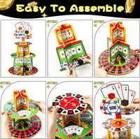 Haooryx Casino Party Decorations Cupcake Stand, 3 Tier Casino Theme Cardboard Cupcake Stand Poker Dice Dessert Holder Pastry Platter for Casino Theme Game Night Party Magic Birthday Party Decorations