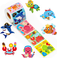 Haooryx 300pcs Ocean Animal Make A Face Stickers Roll Make Your Own Sea Animal Sticker Mix and Match Cute DIY Sticker Art for Kids Under The Sea Marine Life Birthday Party Favors Scrapbook Gift Decor