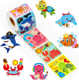 Haooryx 300pcs Ocean Animal Make A Face Stickers Roll Make Your Own Sea Animal Sticker Mix and Match Cute DIY Sticker Art for Kids Under The Sea Marine Life Birthday Party Favors Scrapbook Gift Decor