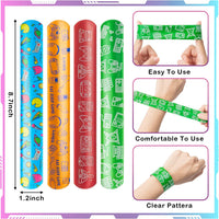 Haooryx 82pcs Video Game Slap Bracelets With Gaming Controller Stickers Set Cute Gamer Slap Wristband for Kid Birthday Video Game Cartoon Sticker Decals Party Favor Supplies Kids Classroom Reward