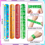 Haooryx 82pcs Video Game Slap Bracelets With Gaming Controller Stickers Set Cute Gamer Slap Wristband for Kid Birthday Video Game Cartoon Sticker Decals Party Favor Supplies Kids Classroom Reward