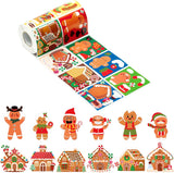 Haooryx 600pcs Christmas Make A Gingerbread Man and House Scene Sticker Rolls, Make Your Own Christmas Gingerbread House & Gingerbread Man Sticker Decals DIY Art Craft for Xmas Party Supply