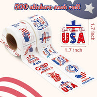 Religious Patriotic Theme Sticker Rolls - Haooryx 1000pcs Religious & Patriotic Sticker American Flag Element Decals Faith Freedom God Bless The USA Religious Sticker for Independence Day Memorial Day