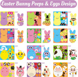 Haooryx 600pcs Make A Easter Buuny Scene Sticker Rolls Make Your Own Cute Easter Eggs Chicks Buuny Peeps DIY Sticker Decals Cartoon Mix and Match Easter Theme Animals Sticker for Easter Party Decor