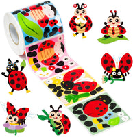 Cartoon Ladybug DIY Sticker Roll - Haooryx 300pcs Make Your Own Ladybug Scene Sticker Roll Make A Ladybeetle Face Decals Mix and Match DIY Cute Ladybug Stickers for Kids Birthday Party Supplies