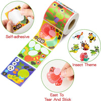 Haooryx 300PCS Make Your Insect Stickers Scene Roll Butterfly Bee Bugs Make A Face Sticker Mix and Match Sticker Decal for Kids Scrapbook Water Bottles Gift Cards Decor School Reward