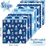 Haooryx 60pcs Blue and White Winter Theme Pattern Paper Set, 11x11 Inch Snowflakes Snowman Penguin Polar Bear Blue and White Plaid Double-Sided Glossy Origami Paper Christmas DIY Gift Wrapping Paper