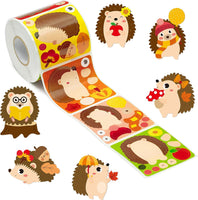 Haooryx 300pcs Fall Hedgehog Make A Face Stickers Scene Roll, Make Your Own Hedgehog Decorative Sticker Mixed and Match Self-Adhesive DIY Autumn Theme Sticker for Thanksgiving Scrapbook Laptop Decals