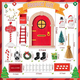 Haooryx 22Pcs Christmas Magic Wooden Miniature Fairy Doors Accessories, Christmas Elf Magic Door for Wall Fairies Magical Door Decoration Christmas Party Outdoor Xmas Decor (Wood Edge)