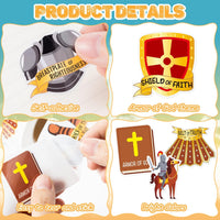 Haooryx 1000pcs Armor of God Sticker Rolls, 16 Designs Christian Religious Theme Self Adhesive Sticker Decals Cartoon Bible Armor Medieval Knight Castle Sword Sticker for Kids Sunday School VBS Supply