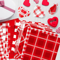 Haooryx 60pcs Valentine’s Day Red Plaid Patterned Paper Set, Double-sided 11’x11’ Heart Pattern Red Buffalo Plaid Scrapbook Specialty Paper Origami Paper for Valentine’s DIY Scrapbook Giftwrap Decor