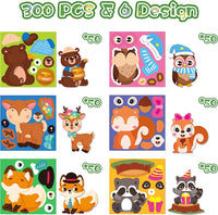 Haooryx 300pcs Woodland Animal Make A Face Stickers Roll Cartoon Make Your Own Jungle Safari Animals Sticker Decals for Kids Forest Friends Theme Birthday Party Favors Goodie Bags Filler