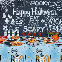 Haooryx 3Pack Blue Little Boo Table Cover Halloween Boo Theme Party Rectangle Disposable Tablecloth for Boy Girl Happy Halloween Party Birthday Baby Shower Party Table Decoration, 54×108 Inch