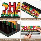 Haooryx 4Pcs Juneteenth Wooden Centerpieces Table Decoration, Happy Juneteenth Day Table Decor Juneteenth Freedom Day Table Topper Sign for Juneteenth Party Home Desktop Wood Craft Center Piece Decor