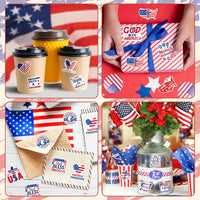 Religious Patriotic Theme Sticker Rolls - Haooryx 1000pcs Religious & Patriotic Sticker American Flag Element Decals Faith Freedom God Bless The USA Religious Sticker for Independence Day Memorial Day