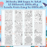 Haooryx 24pcs Ocean Mazes Books for Kids, Cute Ocean Animals Children Maze Activity Book 12 Difficulty Levels Puzzle games Classroom Problem-Solving DIY Colorable Maze Books for Beginners Ages 5-12