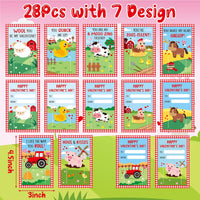 Haooryx 28 Pack Valentine's Day Gifts Cards with Slap Bracelets, Farm Animal Slap Bracelets Inspired Greeting Cards for Student Prize Activity Farmland Classroom Gift Exchange Valentines Favors